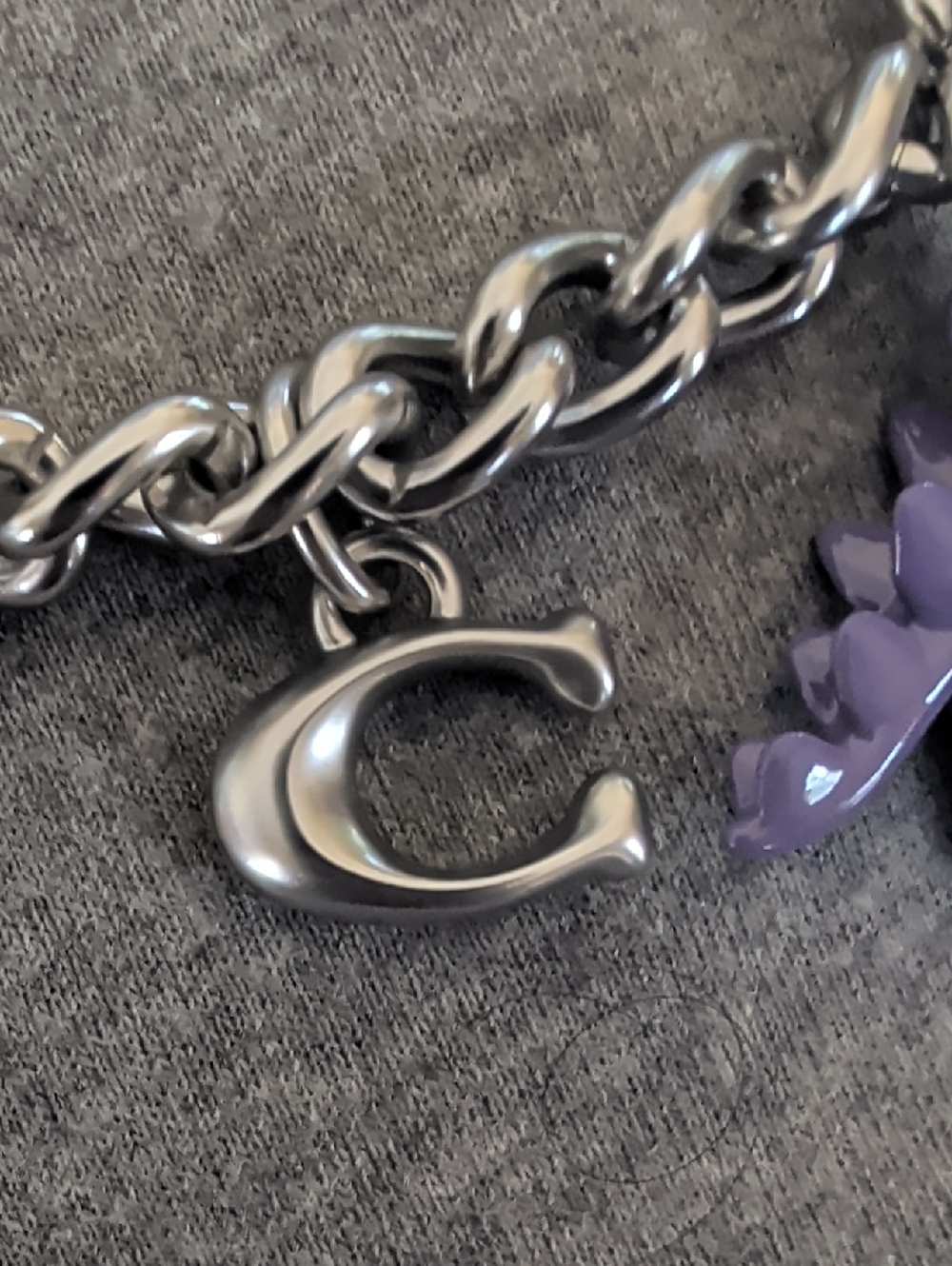 Coach Motif Chain Bag Charm In Silvertoned Hardware - Picture 8 of 13